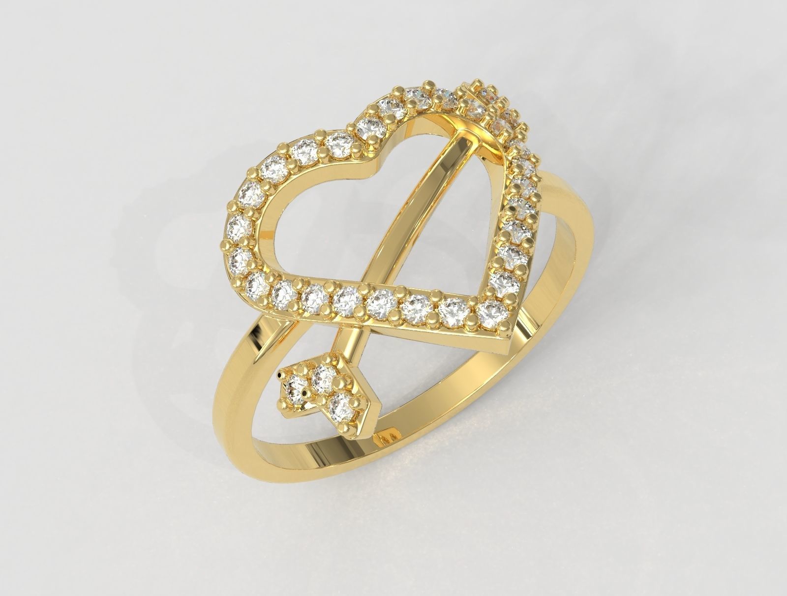 Heart Diamond Ring 3D print model_1