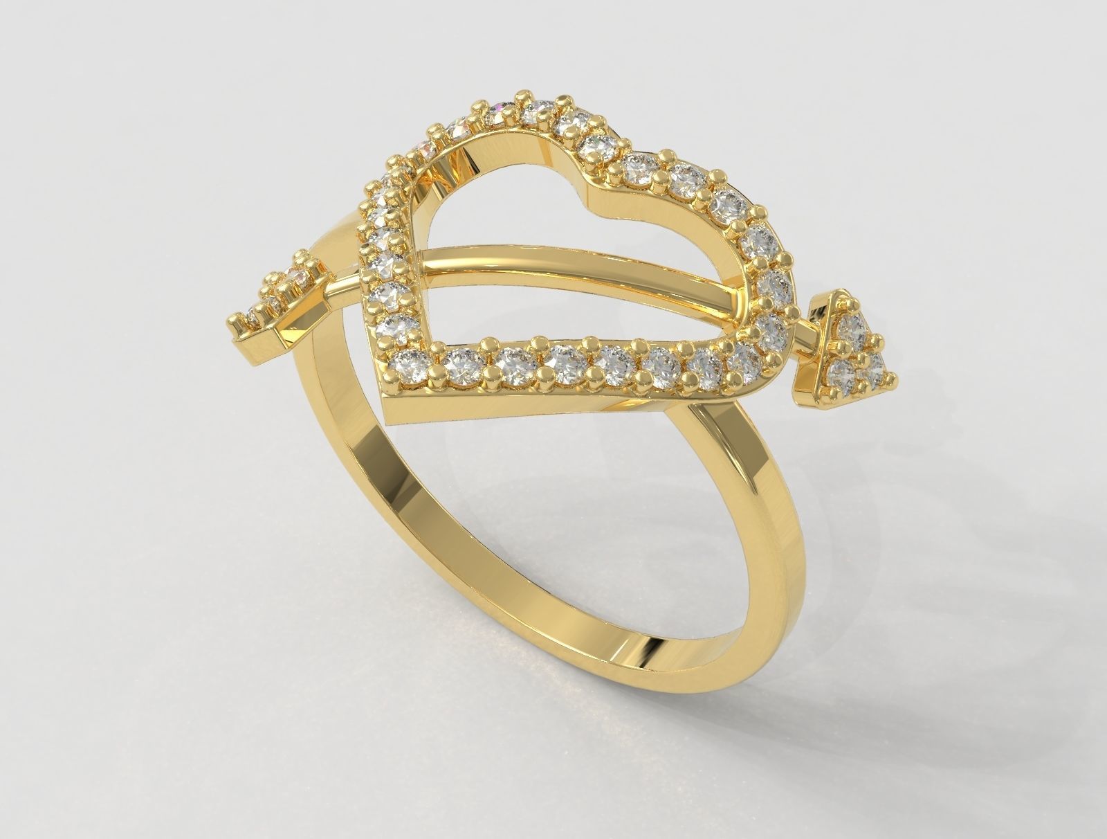 Heart Diamond Ring 3D print model_2