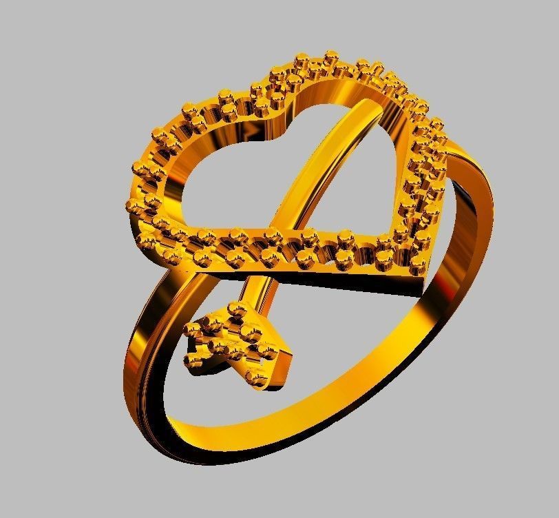 Heart Diamond Ring 3D print model_8