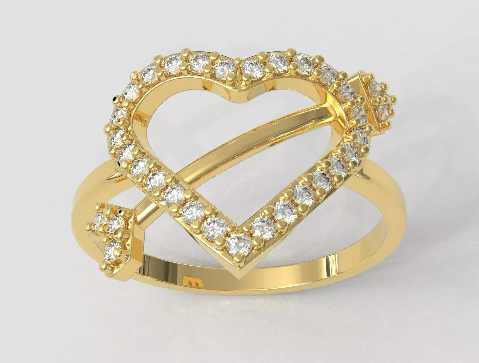 Heart Diamond Ring 3D print model_0