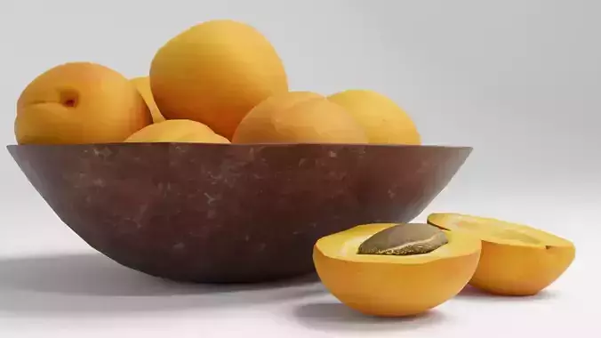 Apricots Fruit low poly photorealistic