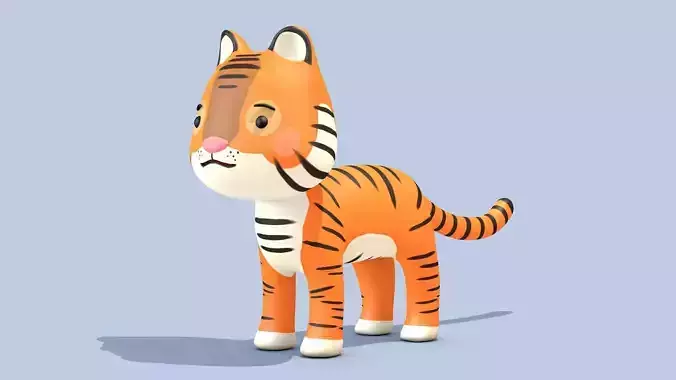 Cartoon Tiger Low-poly 3D model