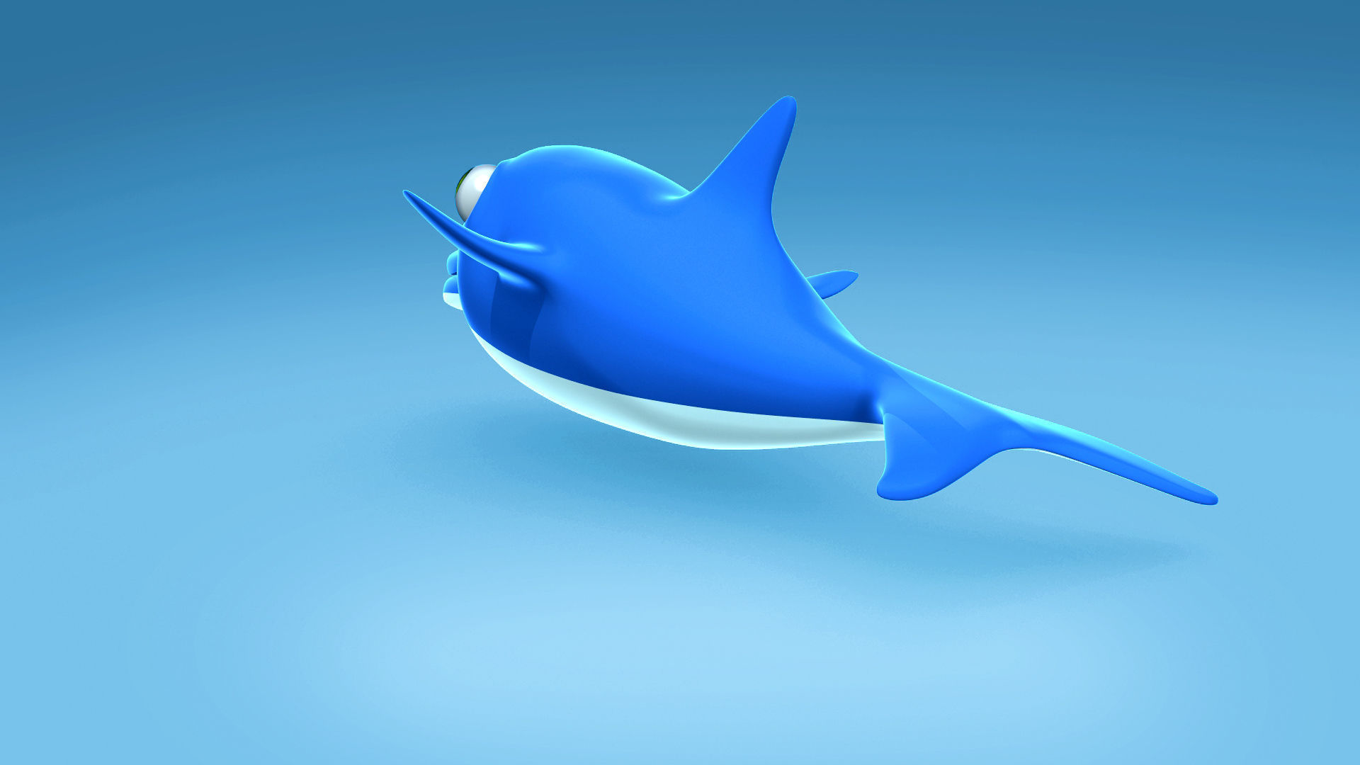 Dolphin cute character Low-poly 3D model_3