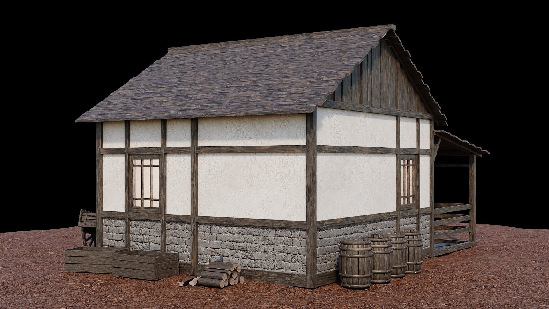 Medieval Village Asset 01 - 4K Textures Game Ready Low-poly 3D model_2