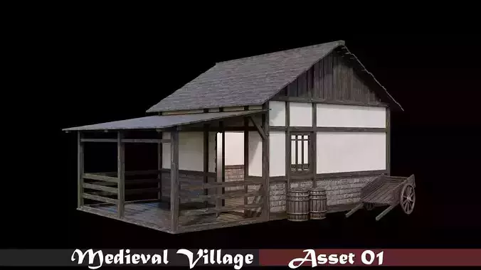 Medieval Village Asset 01 - 4K Textures Game Ready Low-poly 3D model