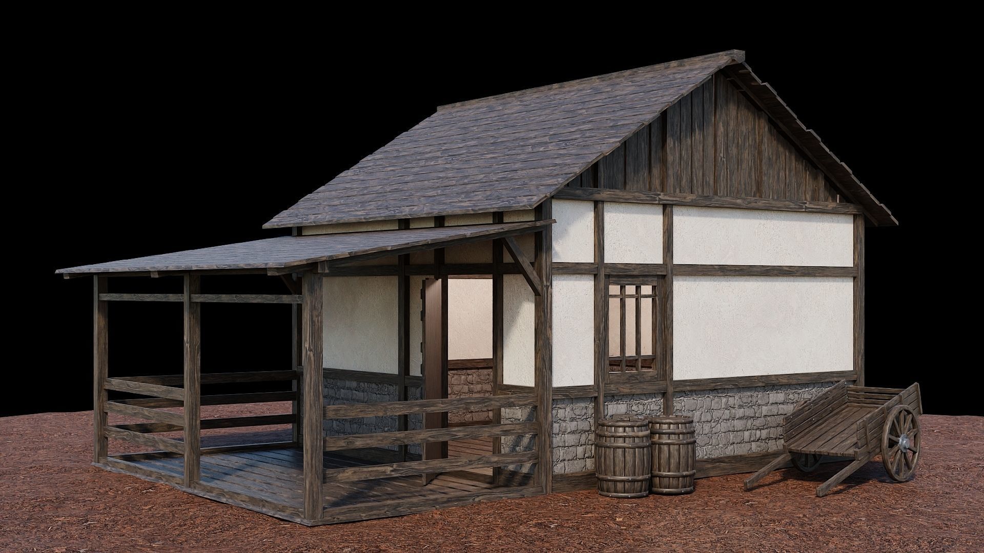 Medieval Village Asset 01 - 4K Textures Game Ready Low-poly 3D model_4