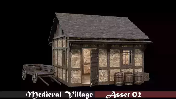 Medieval Village Asset 02 - 4K Textures Game Ready Low-poly 3D model