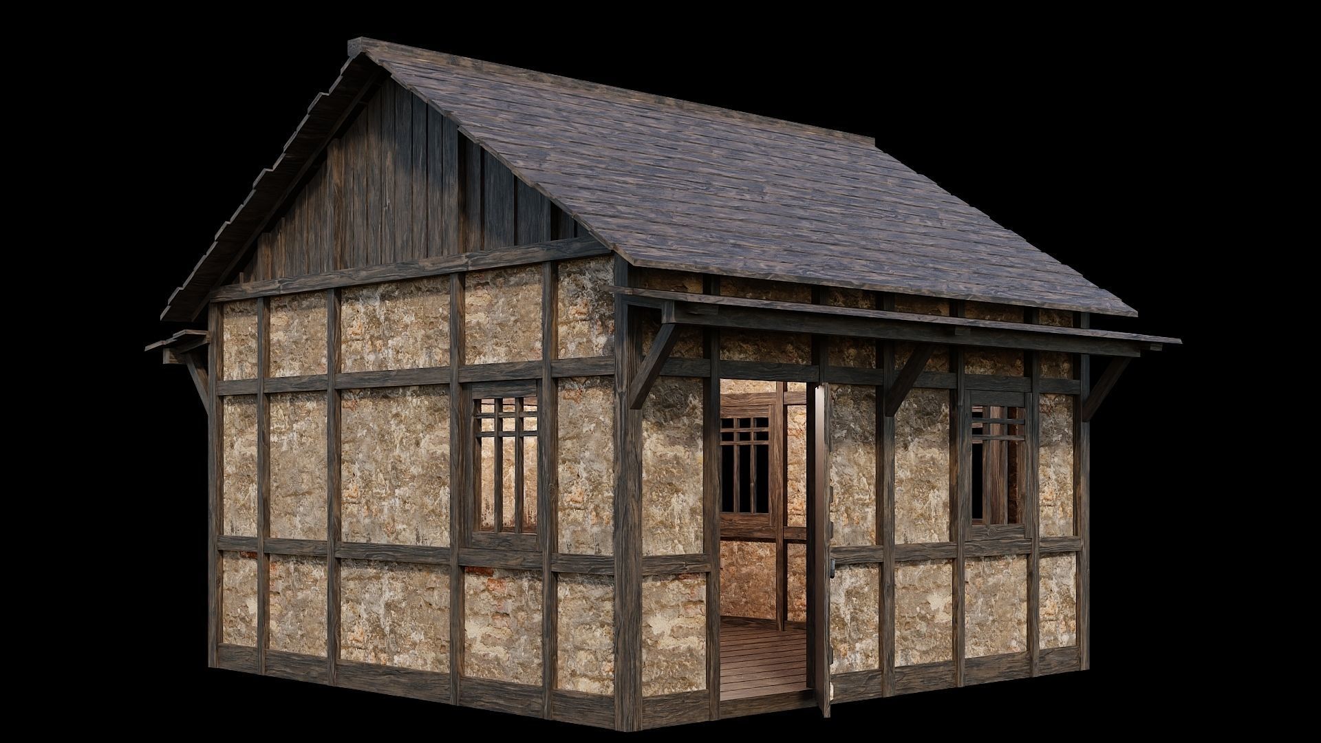 Medieval Village Asset 02 - 4K Textures Game Ready Low-poly 3D model_5