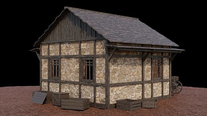Medieval Village Asset 02 - 4K Textures Game Ready Low-poly 3D model 4
