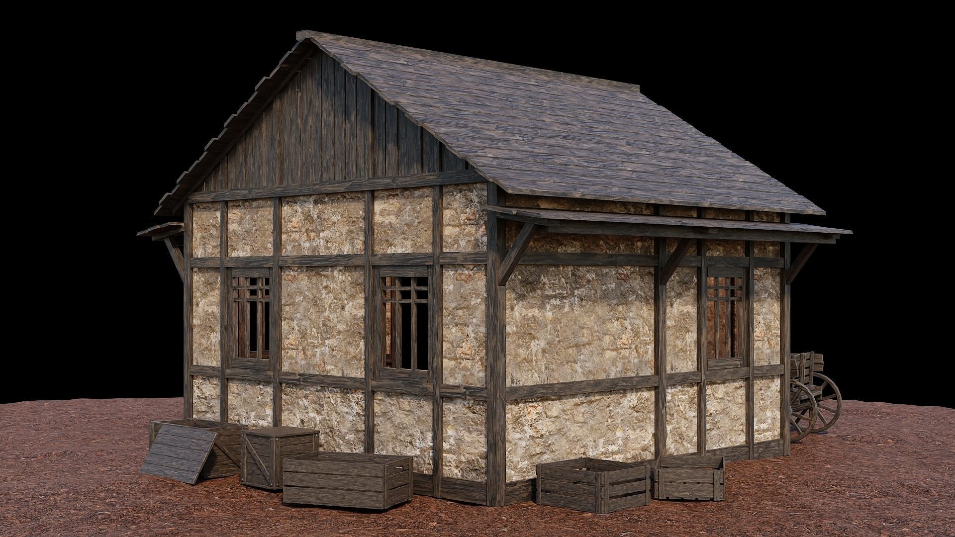 Medieval Village Asset 02 - 4K Textures Game Ready Low-poly 3D model_3