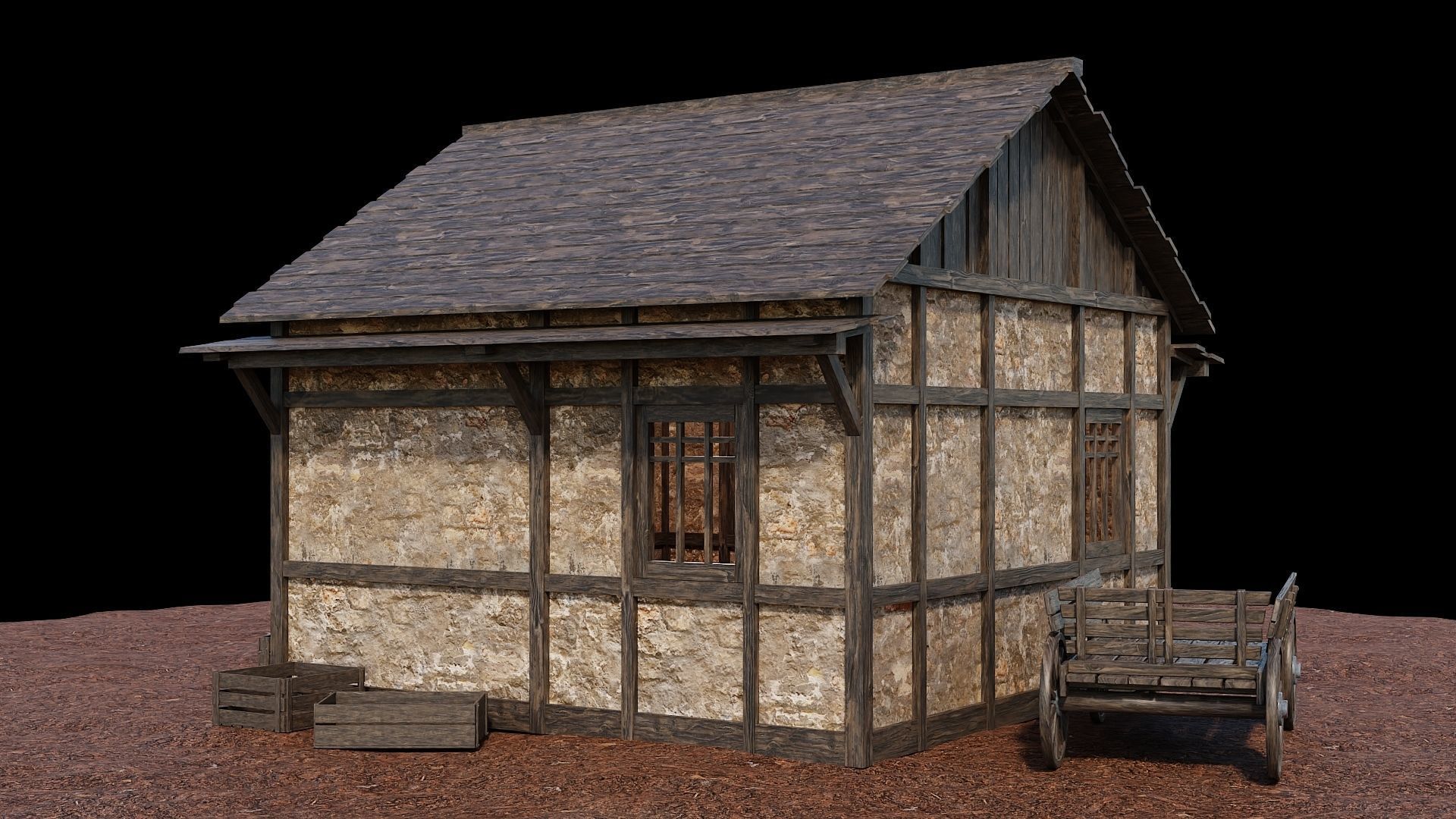 Medieval Village Asset 02 - 4K Textures Game Ready Low-poly 3D model_2
