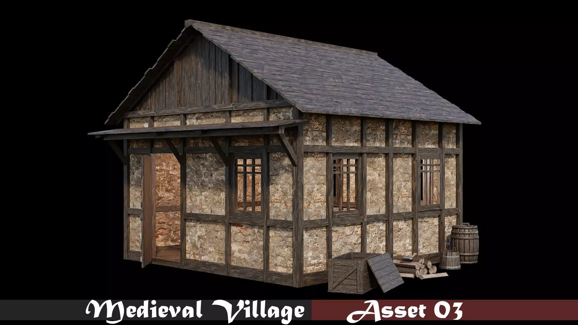Medieval Village Asset 03 - 4K Textures Game Ready Low-poly 3D model_0