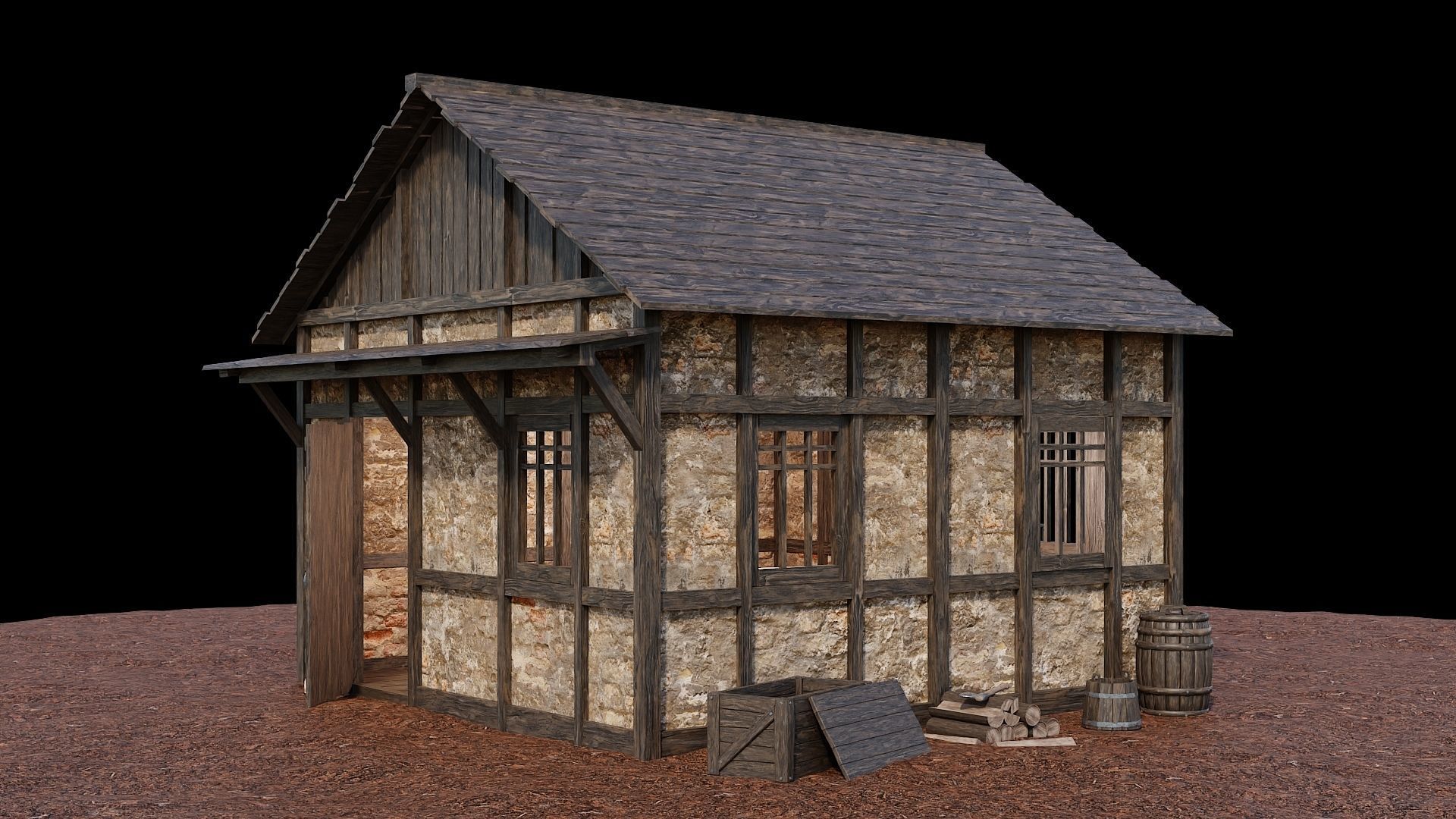 Medieval Village Asset 03 - 4K Textures Game Ready Low-poly 3D model_4