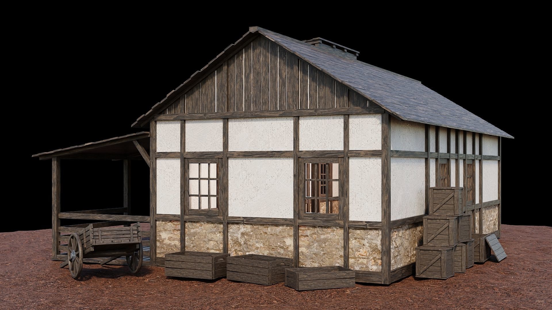 Medieval Village Asset 04 - 4K Textures Game Ready Low-poly 3D model_3