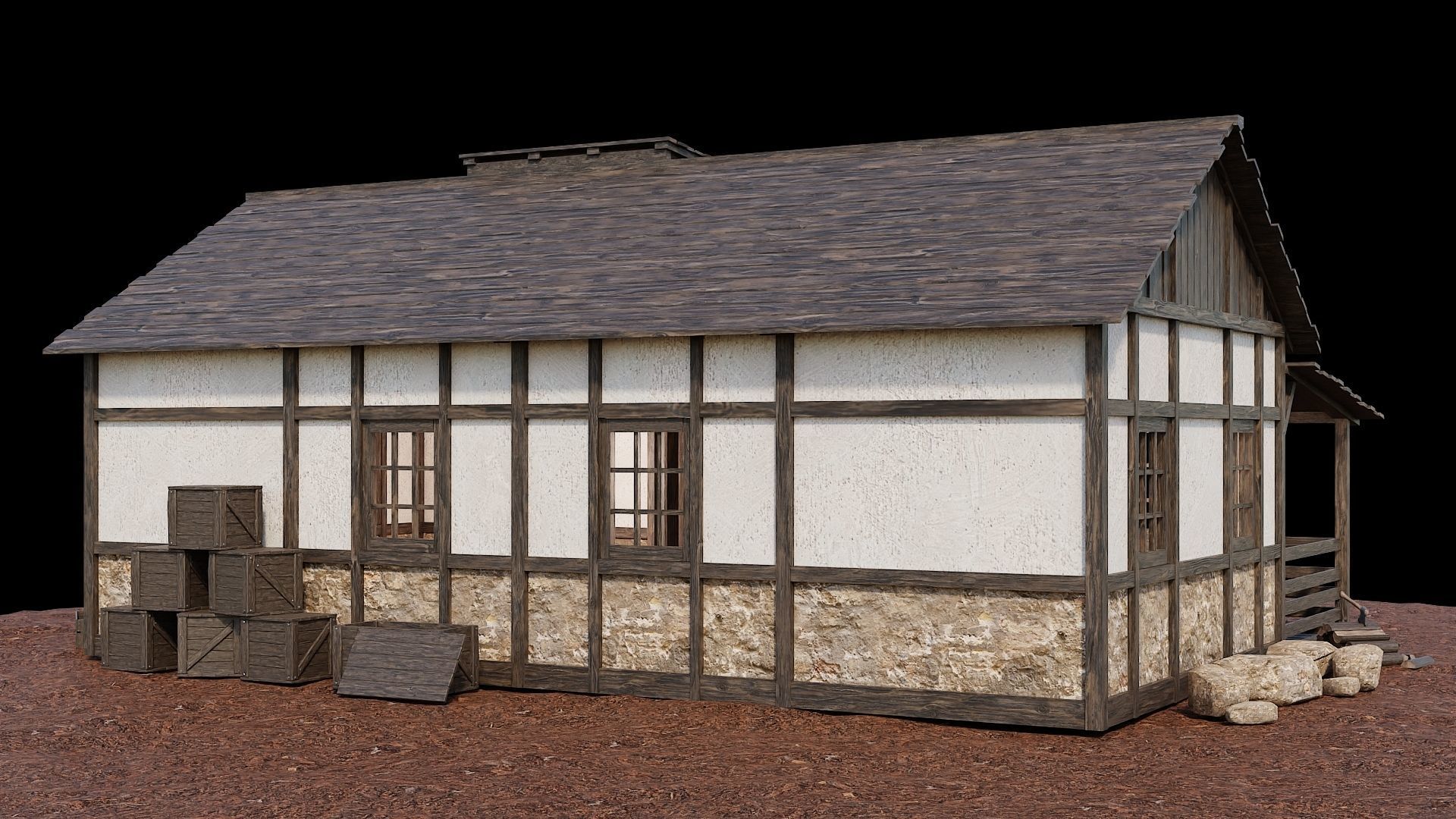 Medieval Village Asset 04 - 4K Textures Game Ready Low-poly 3D model_2