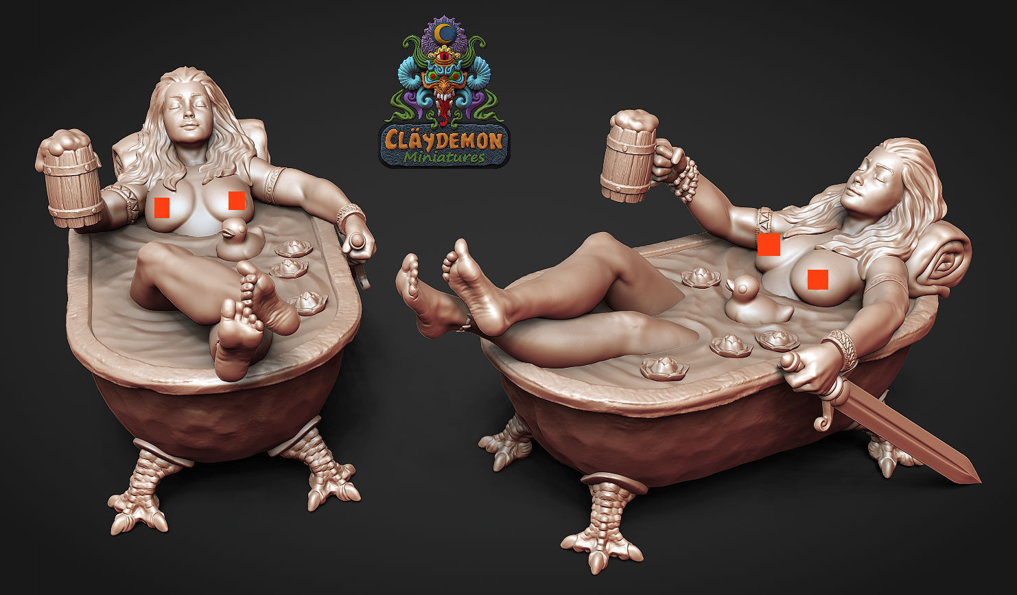 Chilling in the bath house - diorama 3D print model_4