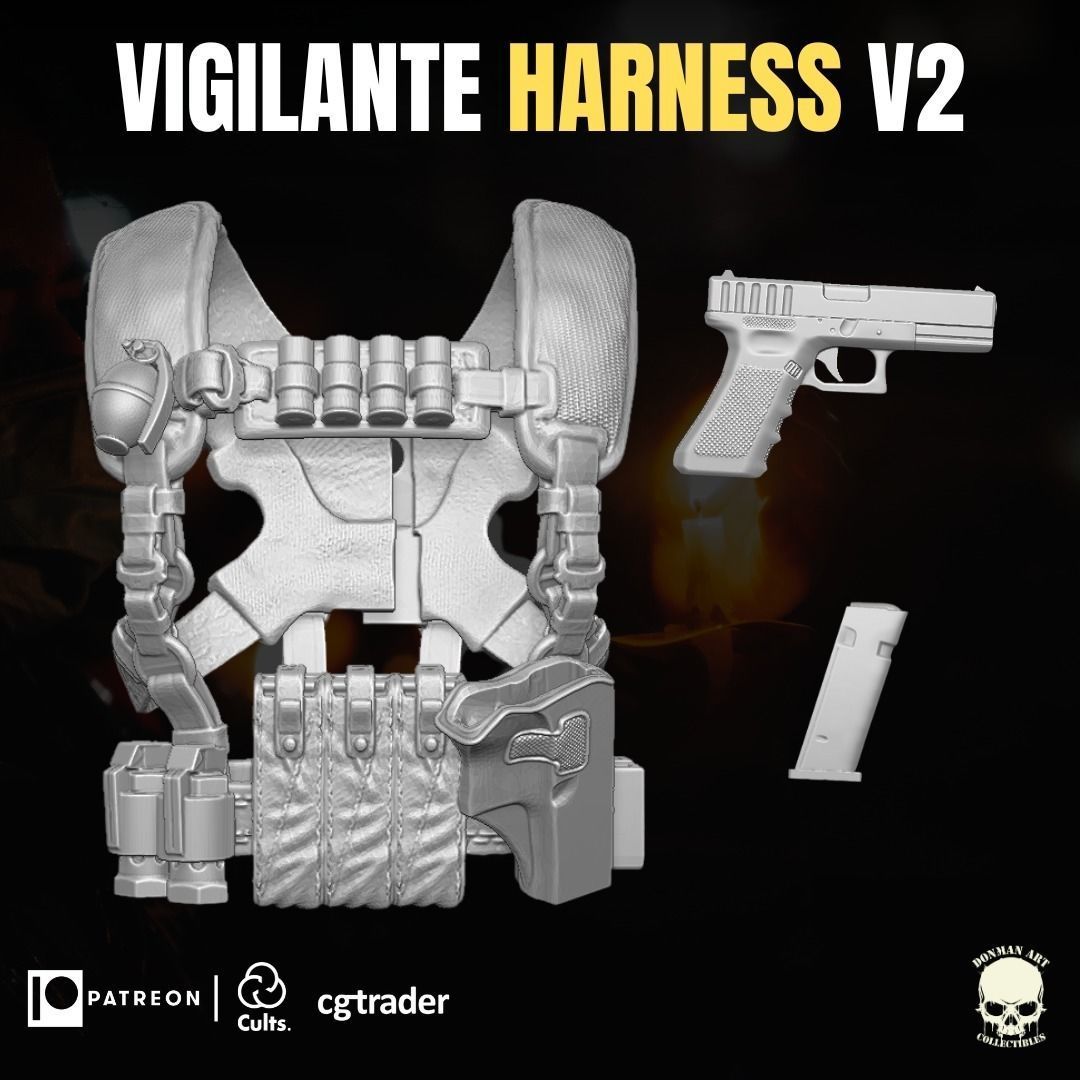 Vigilante Harness V2 Kit 3D printable file for Action Figures 3D print model_16