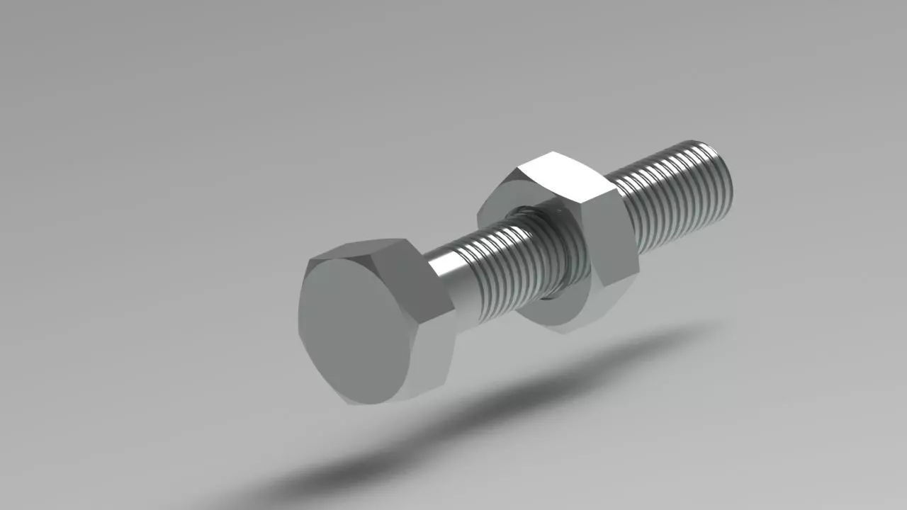 A bolt and nut 3D model_0