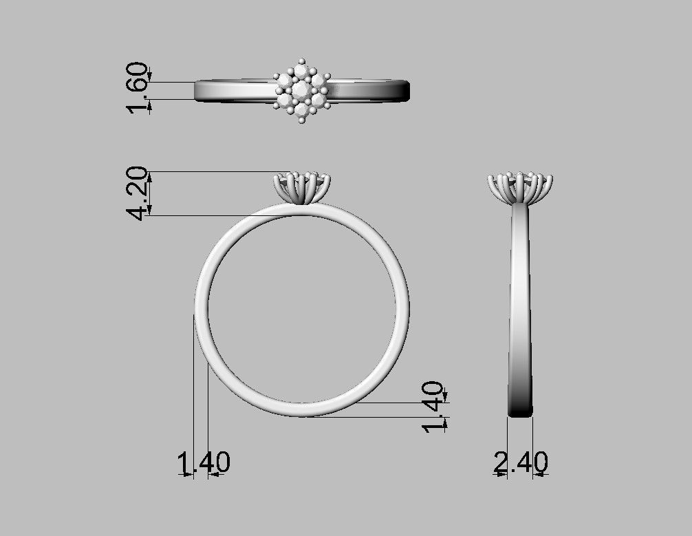 Engagement Diamond Ring 3D print model_4