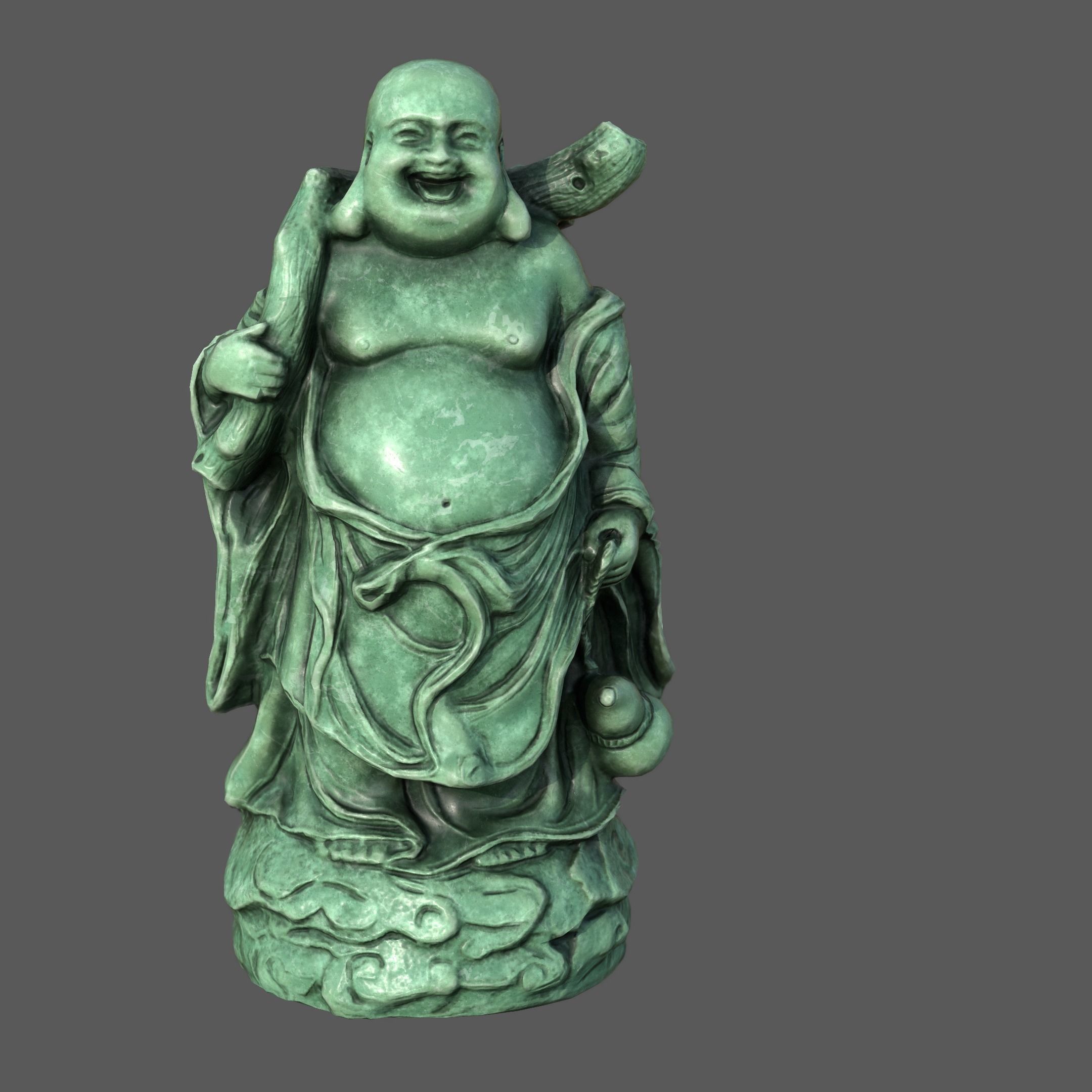 Laughing Buddha Statue Low-poly 3D model_9