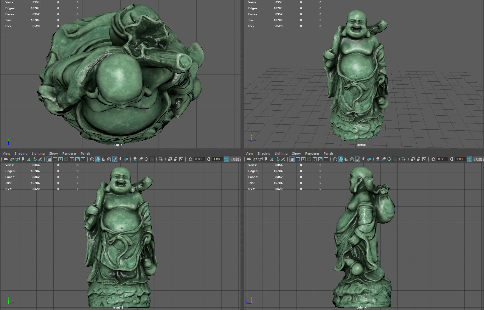Laughing Buddha Statue Low-poly 3D model_5