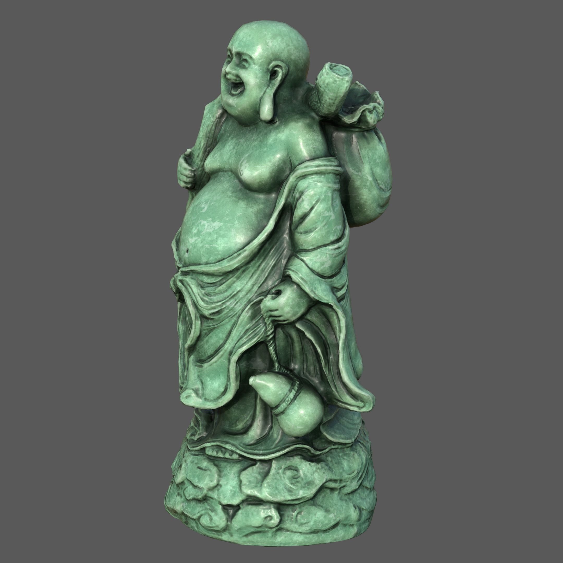 Laughing Buddha Statue Low-poly 3D model_11