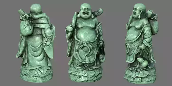Laughing Buddha Statue Low-poly 3D model