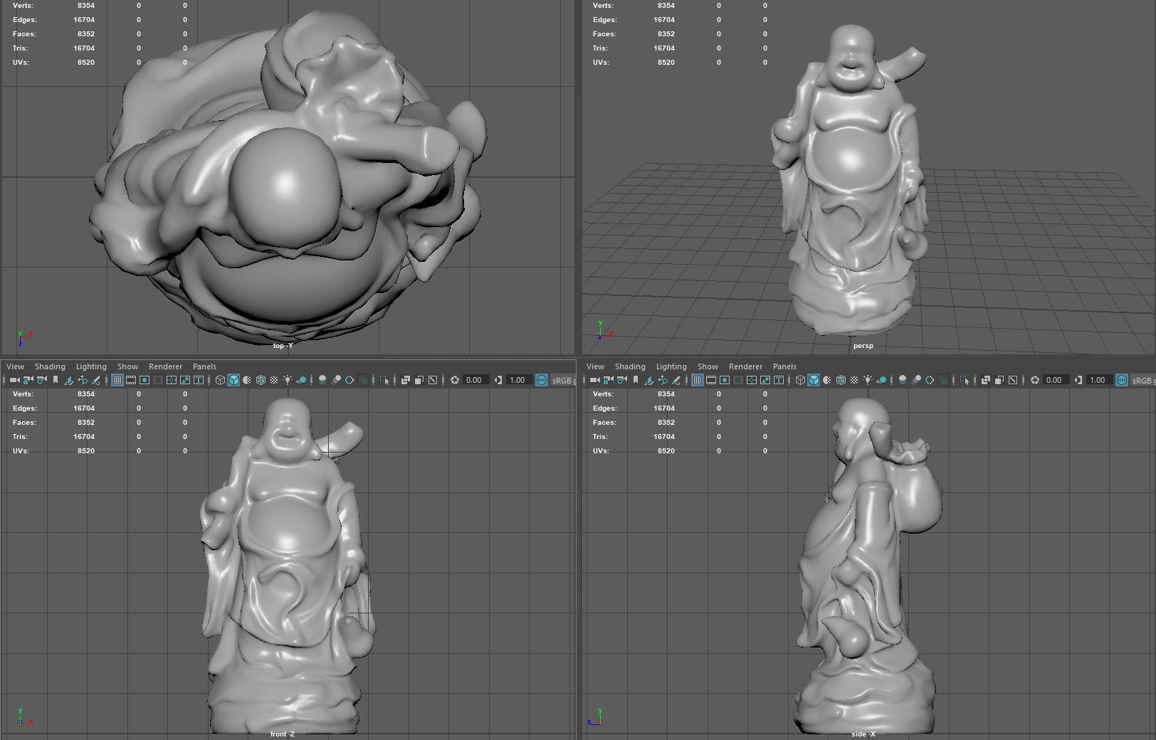 Laughing Buddha Statue Low-poly 3D model_6