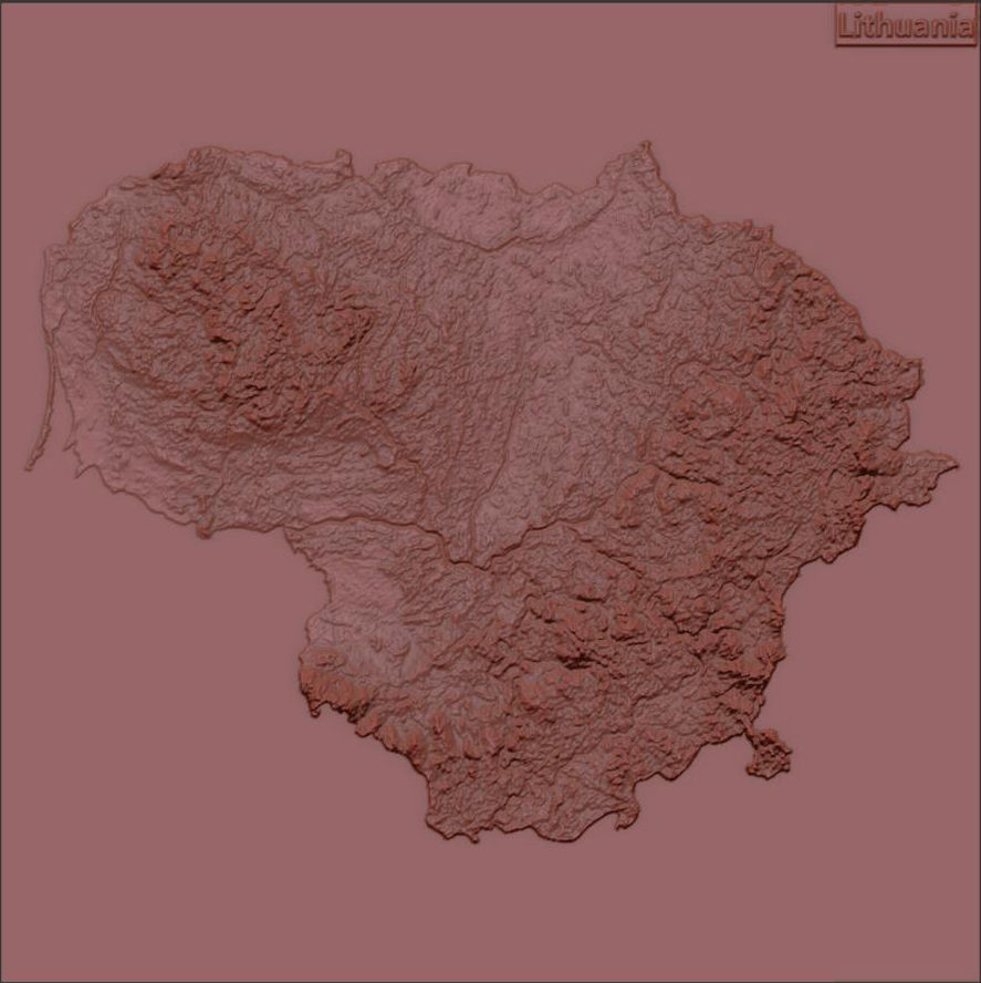 Lithuania Terrain Topography Elevation DEM Geography Landscape 3D model_4