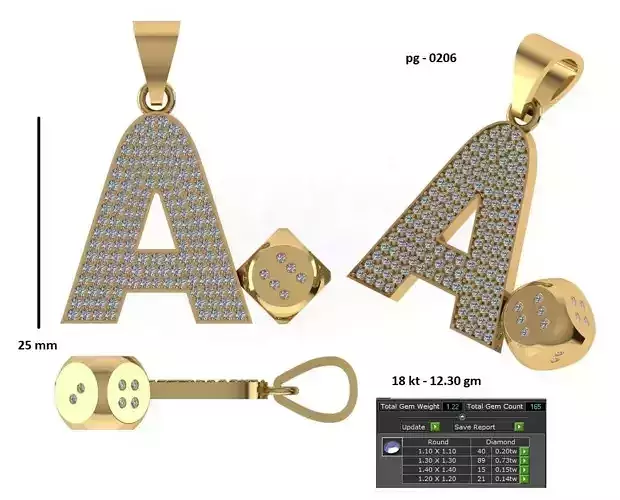 A with Dice Pendant  3D model