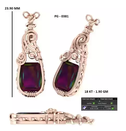 Opal Pendant without Bangle 3D model