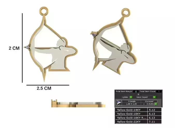 Archer Pendant 3D model