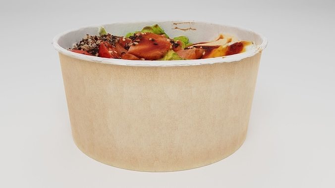 poke bowl lunch with tuna rice avocado mango seaweed  3D model 4