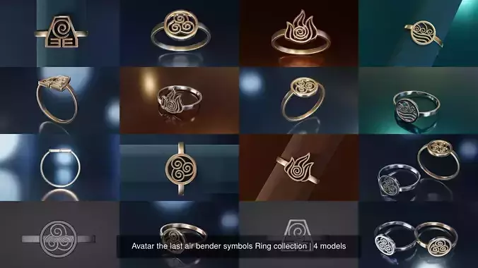 Avatar the last air bender symbols Ring collection