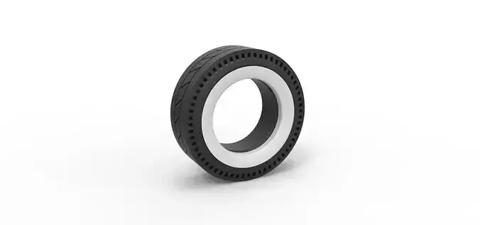 Whitewall rear tire of vintage dragster Version 11 Scale 1 to 25