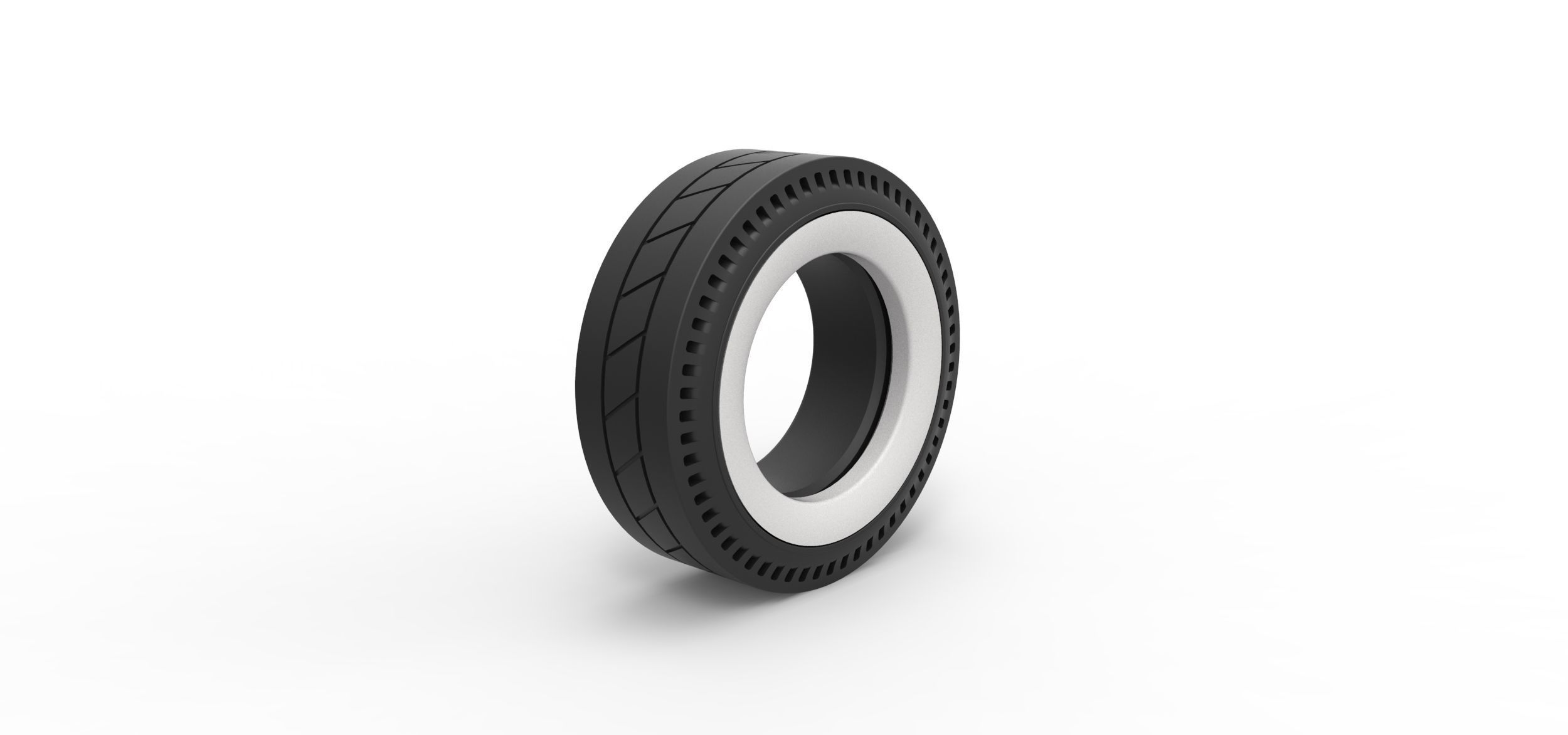 Whitewall rear tire of vintage dragster Version 11 Scale 1 to 25 3D print model_1