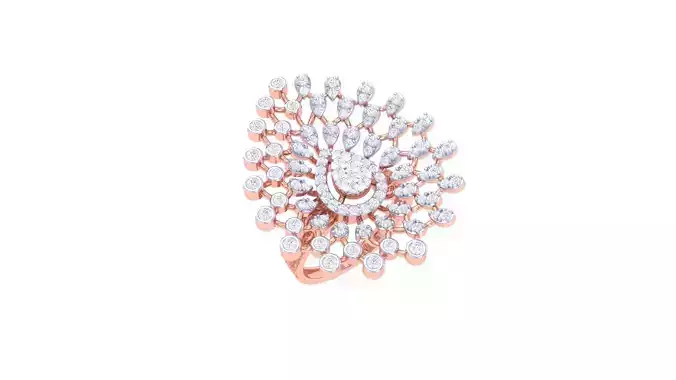 Flower High Jewelry Diamond Cocktail Ring 3dm stl obj