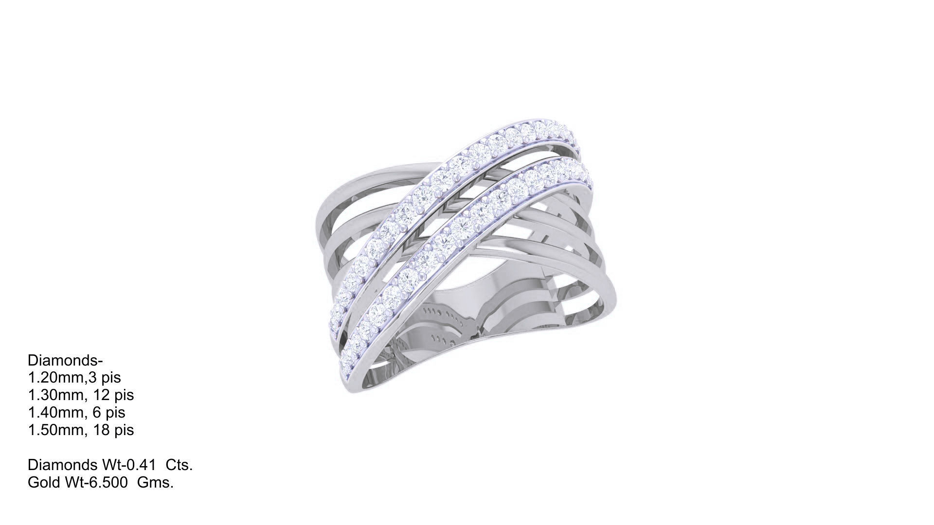 Wire Mesh High Jewelry Diamond Cocktail Ring 3dm stl obj 3D print model_3