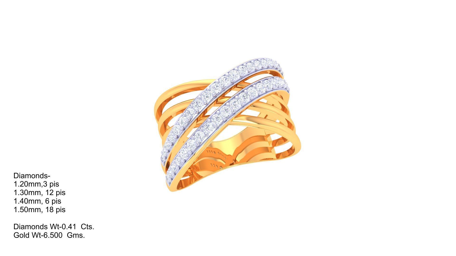 Wire Mesh High Jewelry Diamond Cocktail Ring 3dm stl obj 3D print model_1