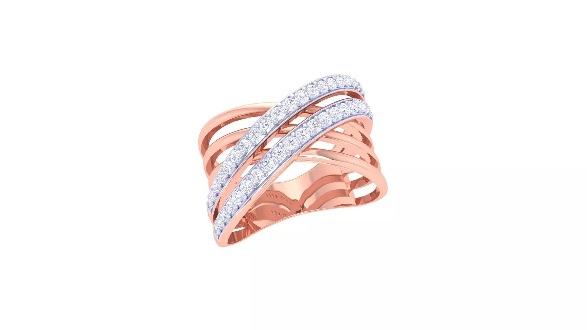 Wire Mesh High Jewelry Diamond Cocktail Ring 3dm stl obj 3D print model_0