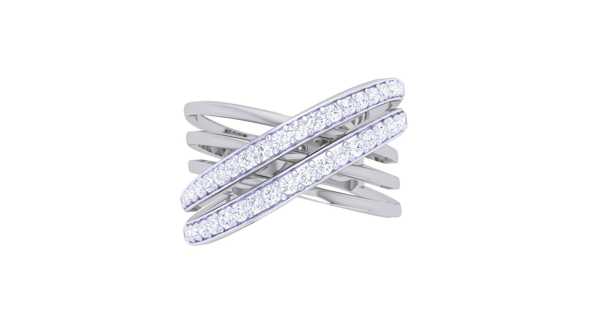 Wire Mesh High Jewelry Diamond Cocktail Ring 3dm stl obj 3D print model_7