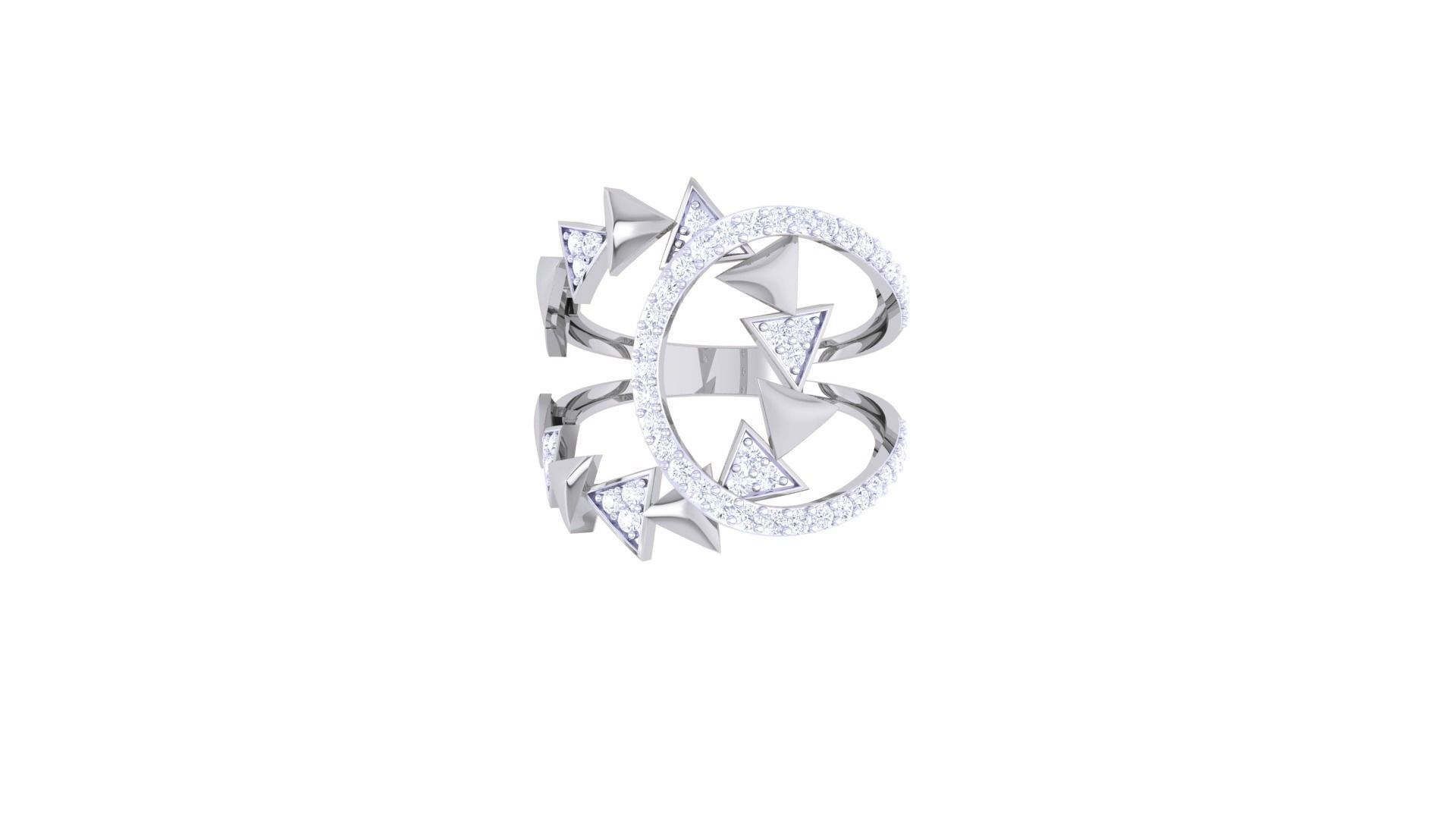 High Jewelry Diamond Cocktail Ring 3dm stl obj 3D print model_9