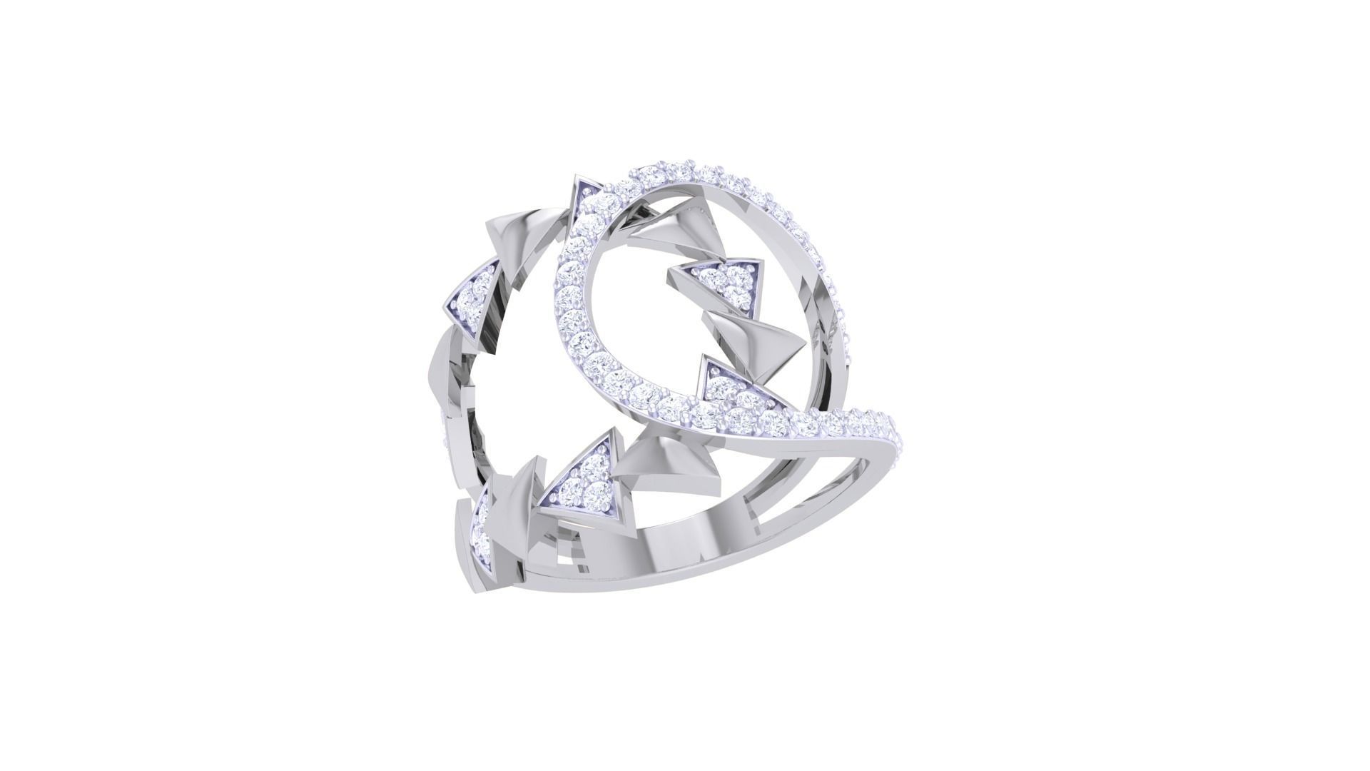 High Jewelry Diamond Cocktail Ring 3dm stl obj 3D print model_6