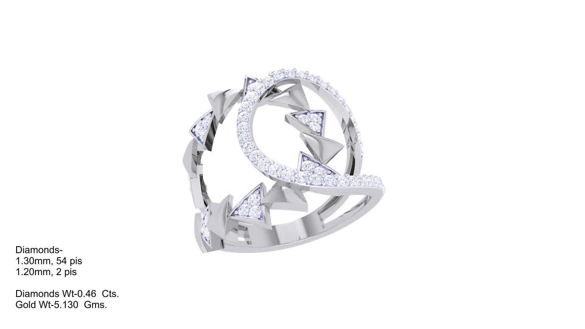 High Jewelry Diamond Cocktail Ring 3dm stl obj 3D print model_3