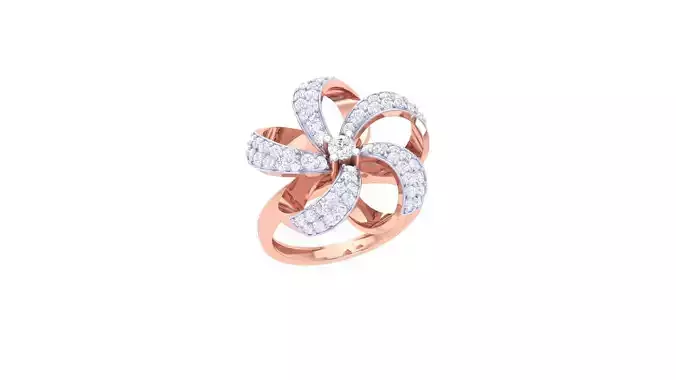 Flower High Jewelry Diamond Cocktail Ring 3dm stl obj