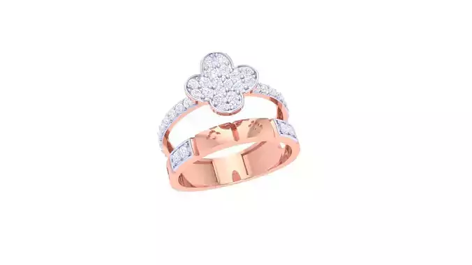 Flower High Jewelry Diamond Cocktail Ring 3dm stl obj 3D print model