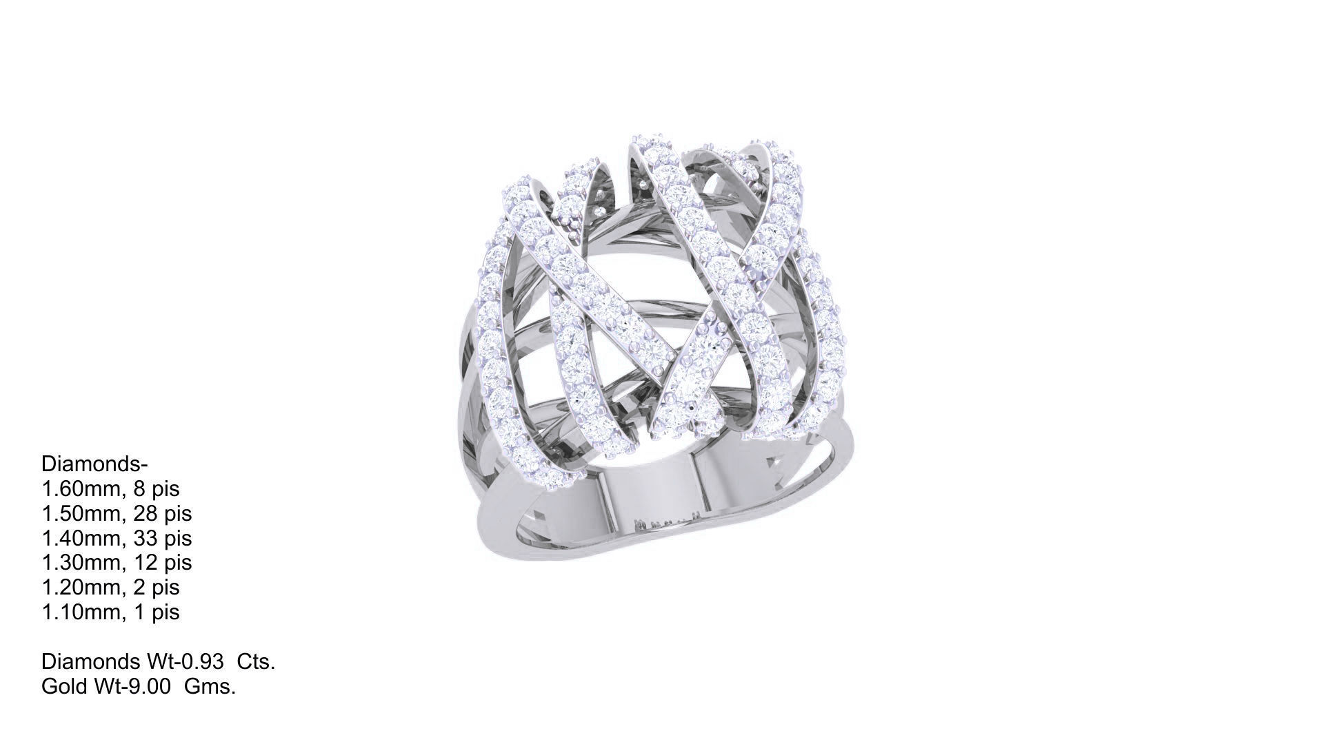 High Jewelry Diamond Cocktail Ring 3dm stl obj 3D print model_2