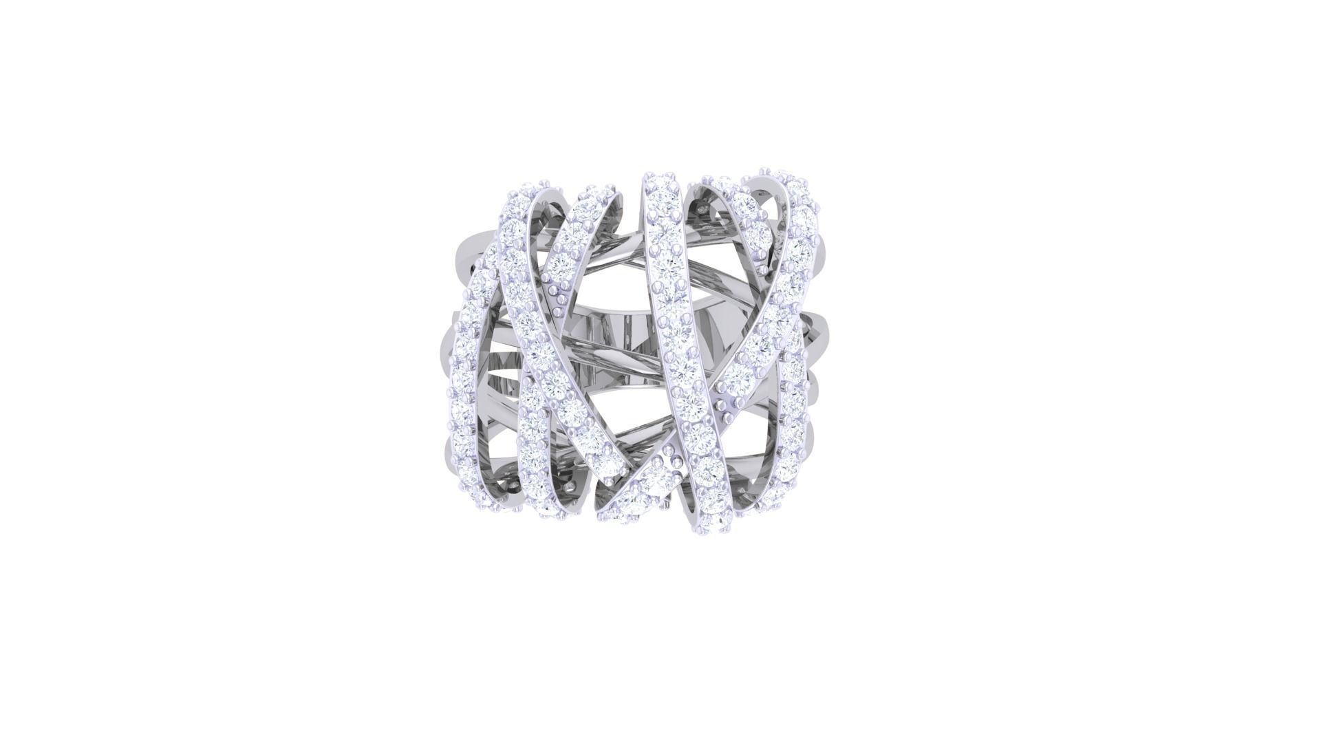 High Jewelry Diamond Cocktail Ring 3dm stl obj 3D print model_7