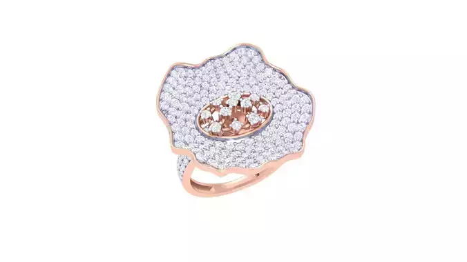 Flower High Jewelry Diamond Cocktail Ring 3dm stl obj 3D print model