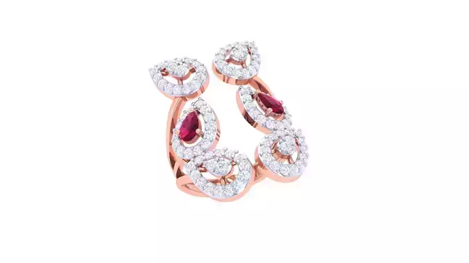 Leaf High Jewelry Diamond Cocktail Ring 3dm stl obj